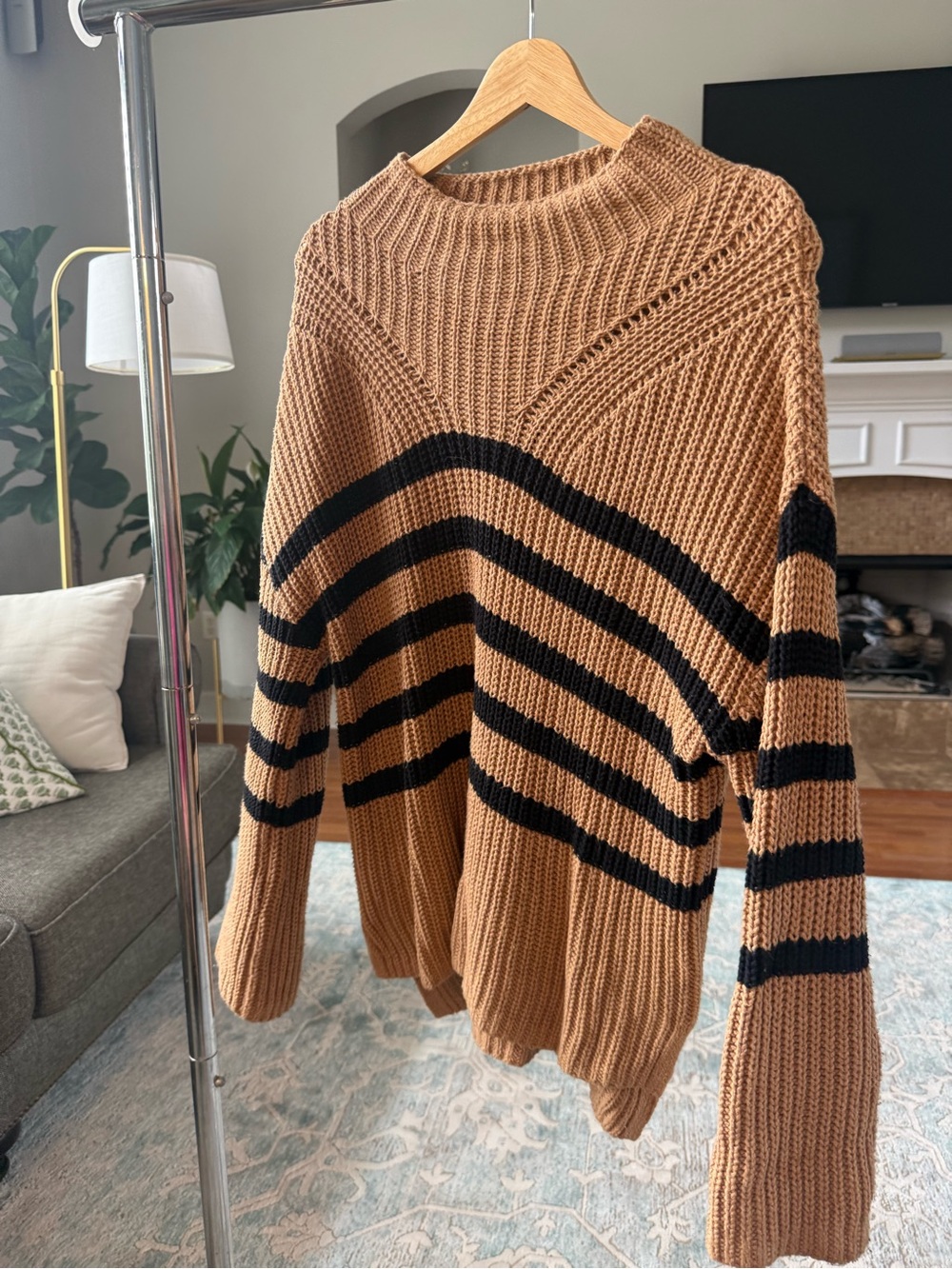 Old Navy Camel Ribbed Knit Crewneck Sweater